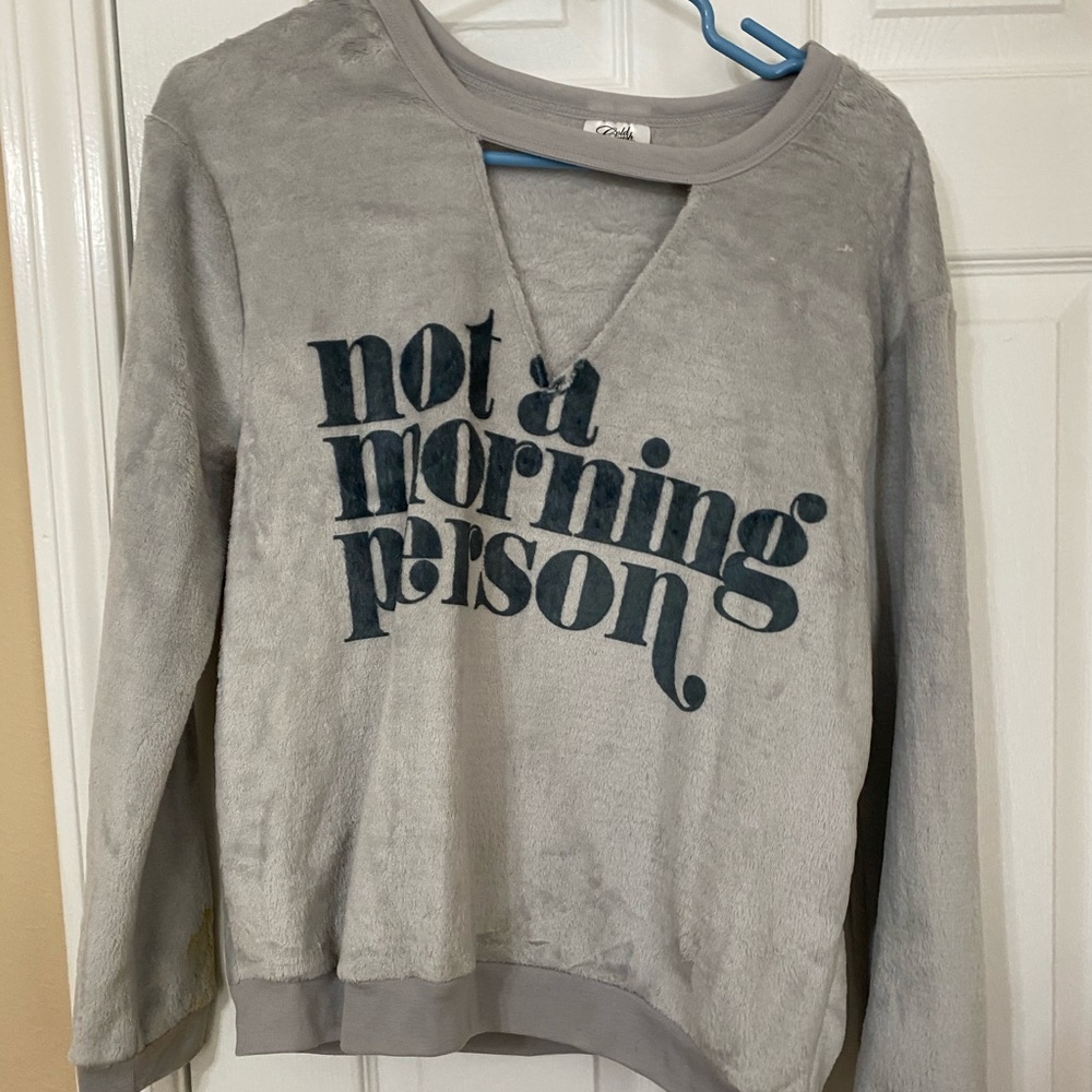 Gold Rush “Not a Morning Person” plush sweater